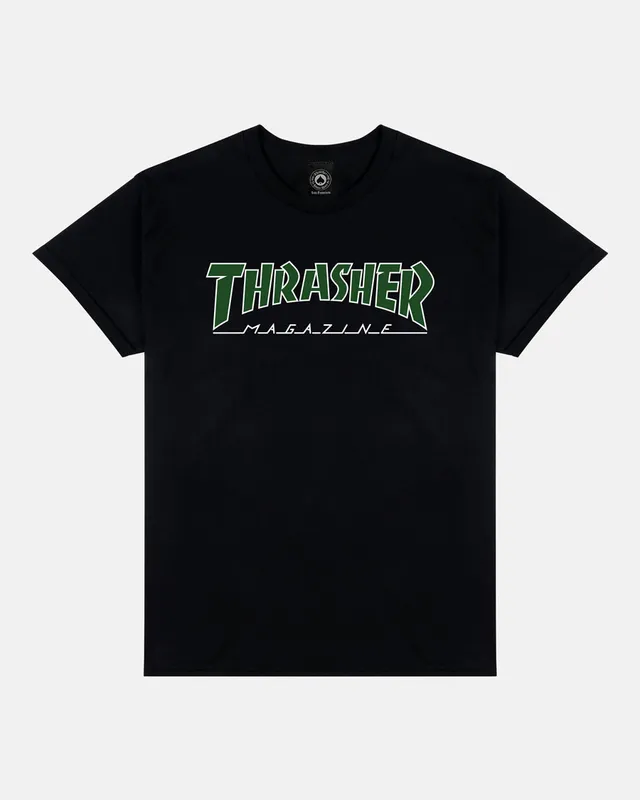 Thrasher Outlined White Green t-shirt nera cotone