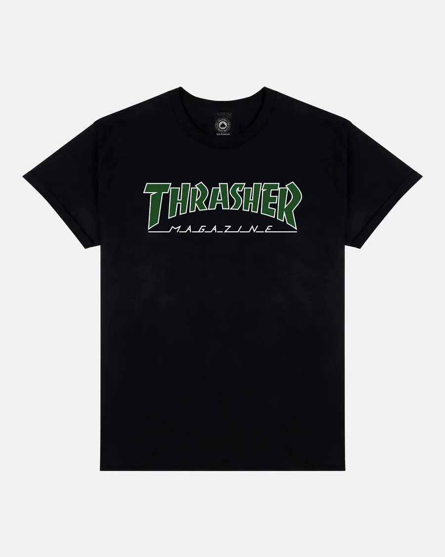 Thrasher Outlined White Green t-shirt nera cotone