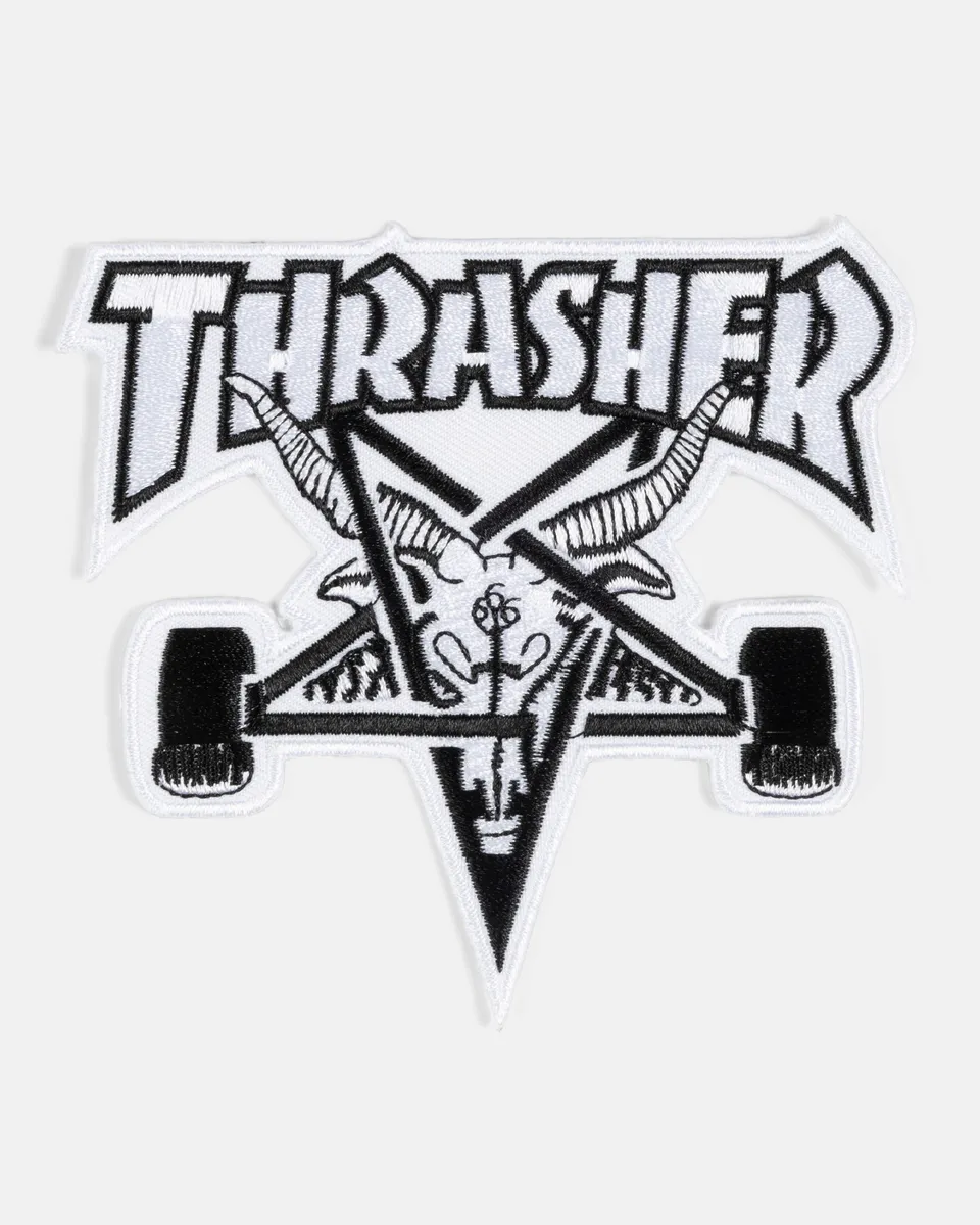 Thrasher Skategoat Patch Toppa Bianca Termoadesiva