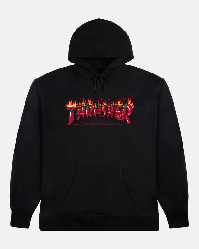Thrasher Fuego felpa con cappuccio nera cotone