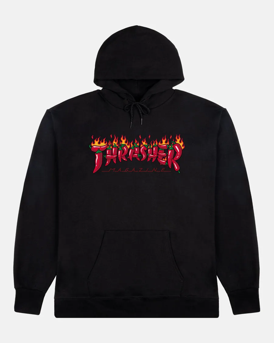 Thrasher Fuego felpa con cappuccio nera cotone