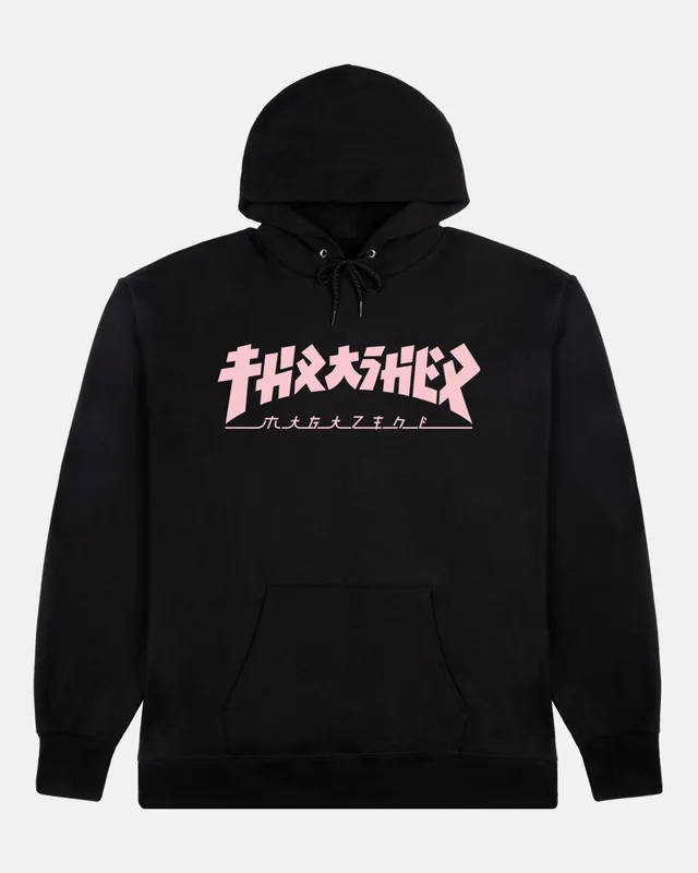 Thrasher Godzilla Felpa Donna Nera Rosa con Cappuccio