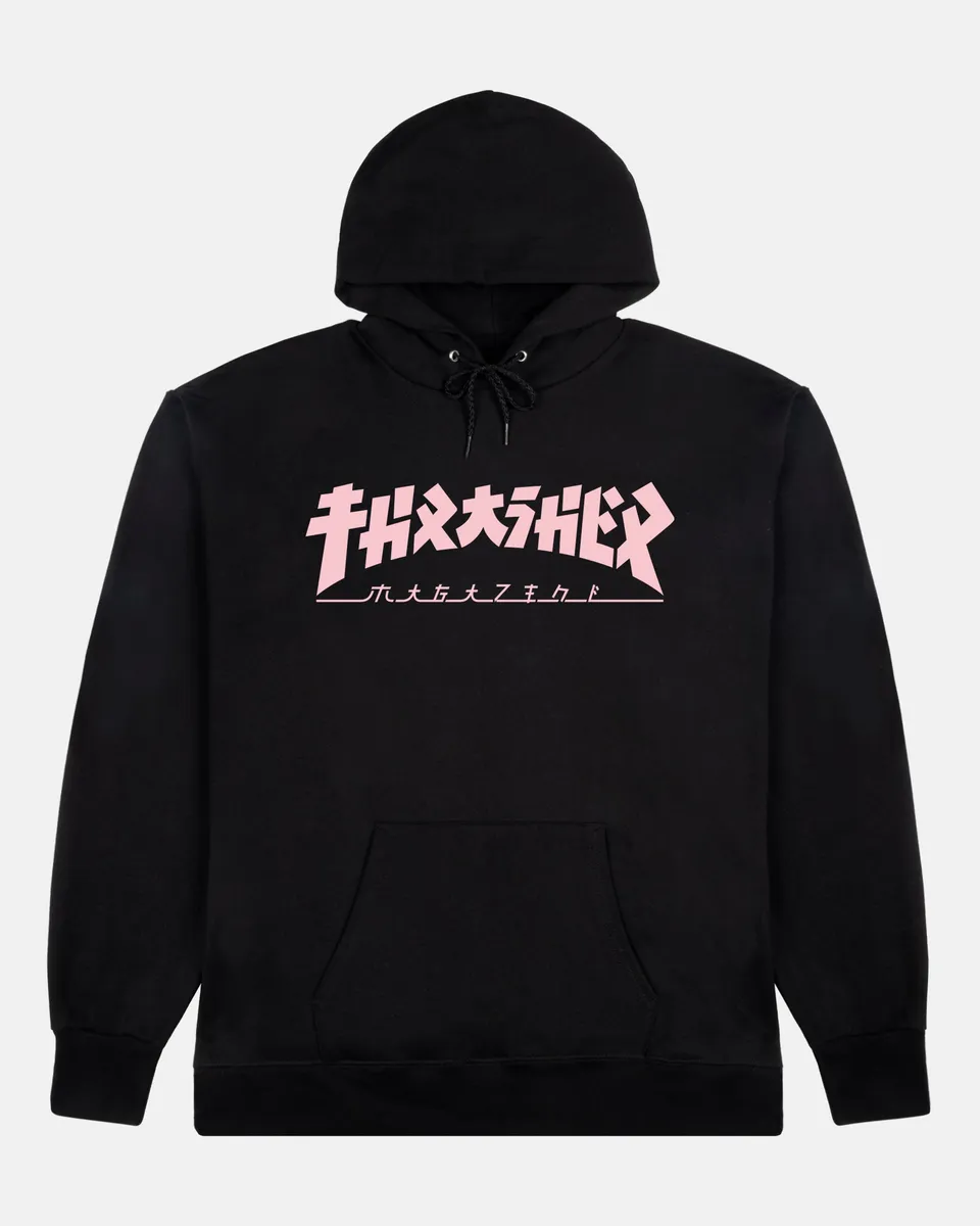 Thrasher Godzilla Felpa Donna Nera Rosa con Cappuccio
