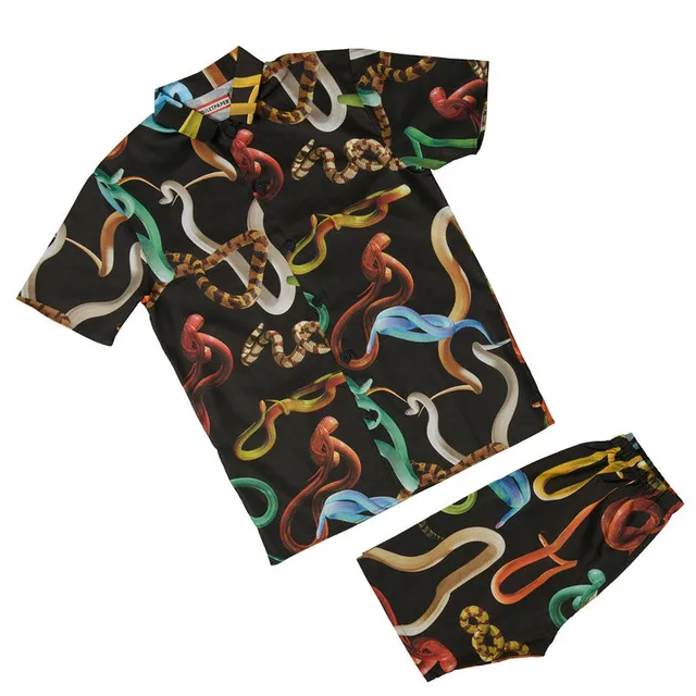 TOILETPAPER Snakes Black pigiama corto S/M in raso cotone