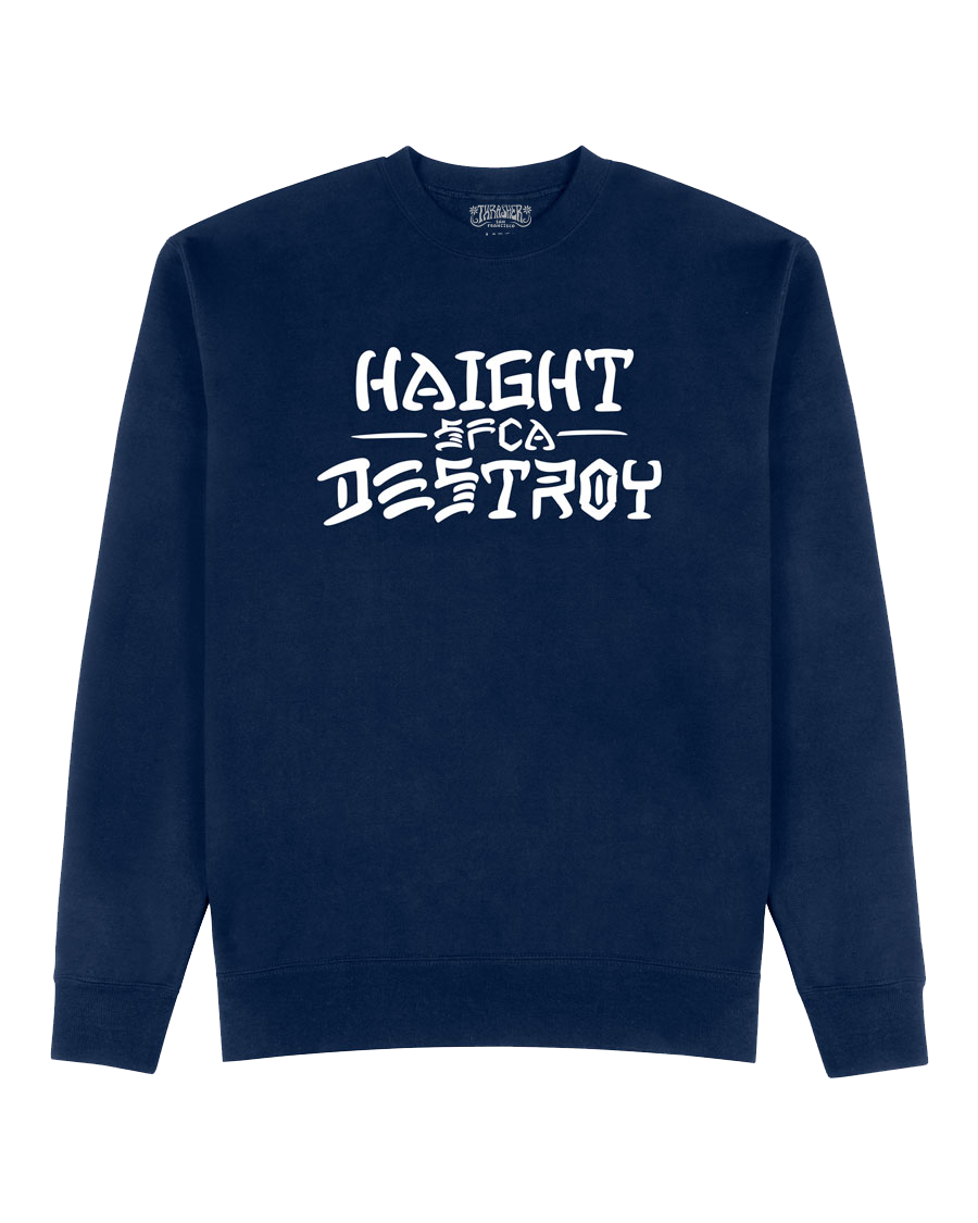 Thrasher Haight and Destroy felpa girocollo blu navy