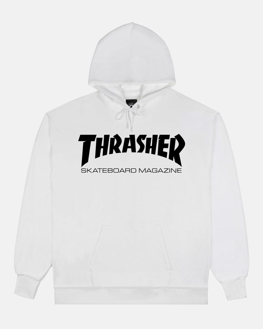 Thrasher Skate Mag felpa con cappuccio bianco nero cotone