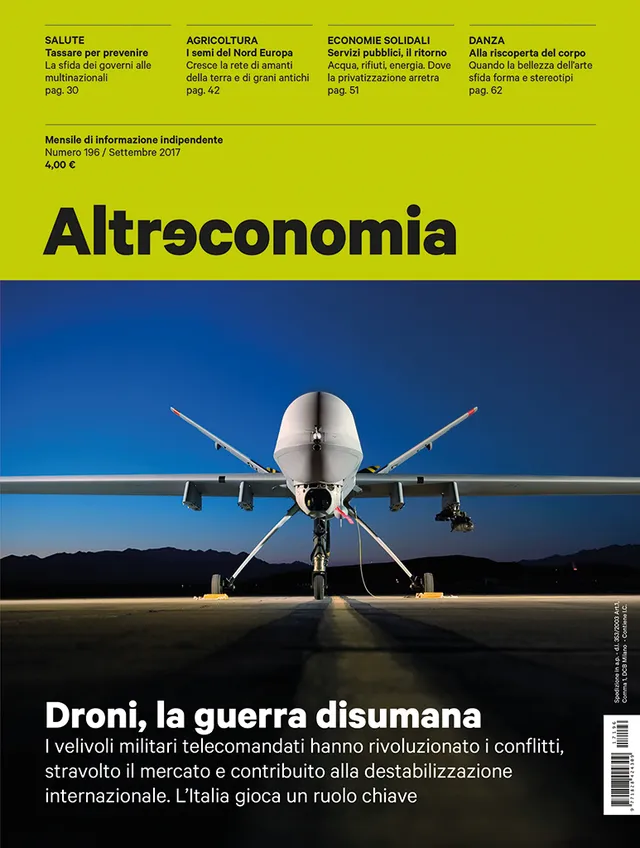 Altreconomia 196 Droni guerra disumana rivista n.196 armi