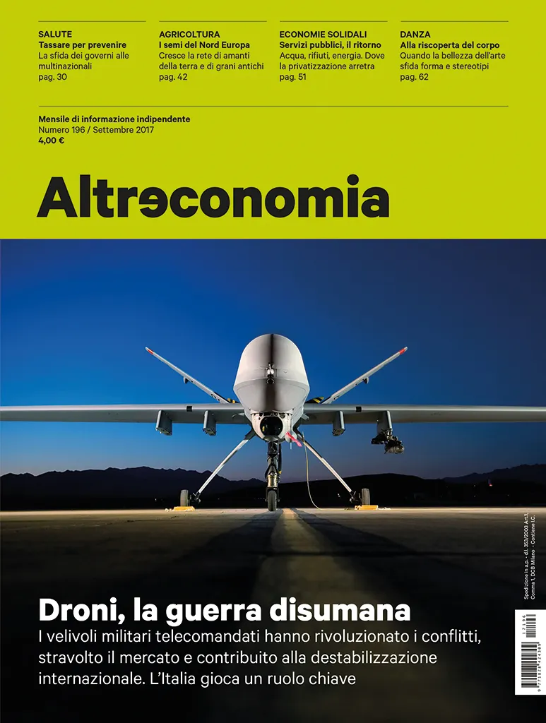 Altreconomia 196 Droni guerra disumana rivista n.196 armi