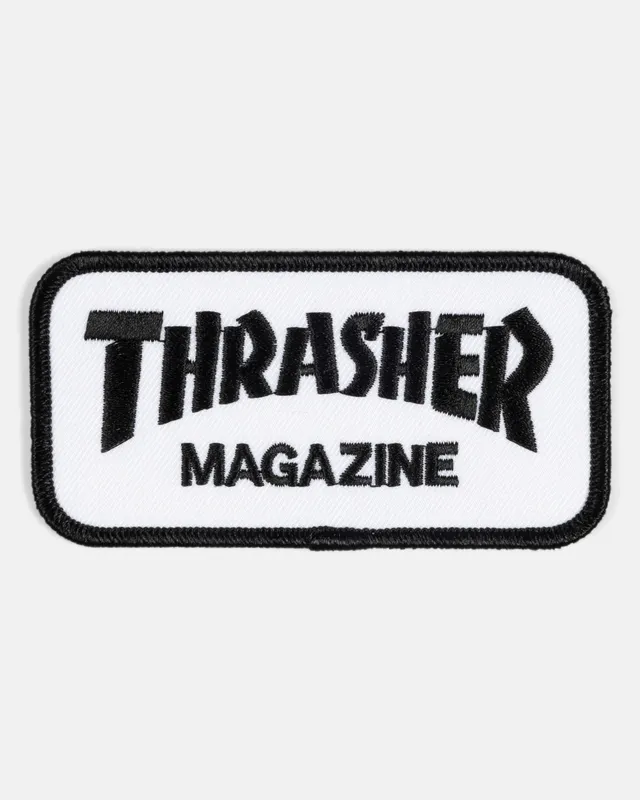 Thrasher Magazine Logo patch bianco nero ricamata