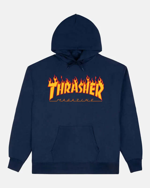 Thrasher Flame felpa con cappuccio blu navy fiamma