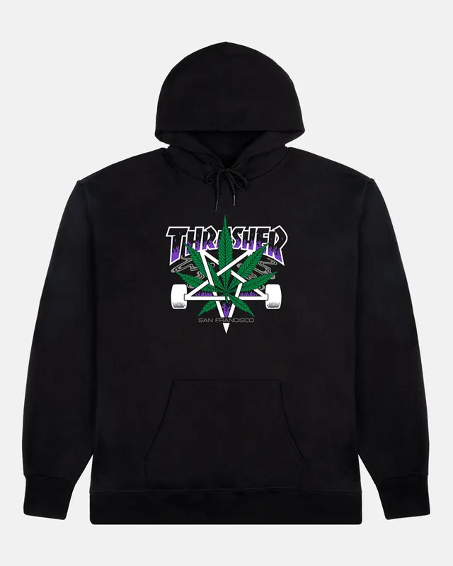 Thrasher Up In Smoke Hoodie felpa cappuccio nera grafica