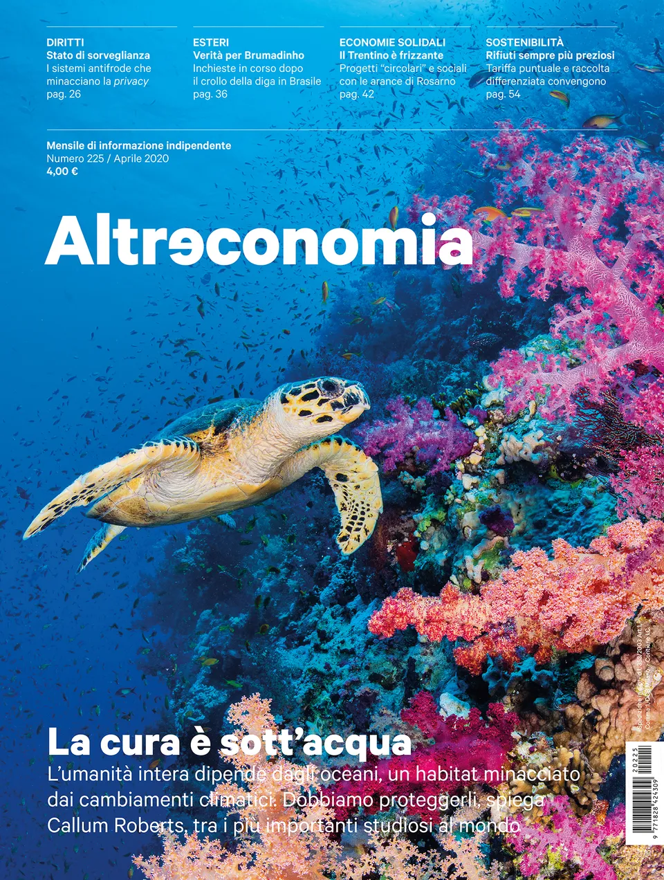 Altreconomia 225 La cura è sott’acqua rivista copia singola mare