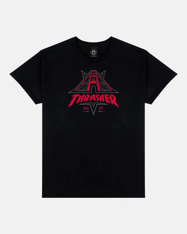Thrasher Golden Gate T-Shirt Nera Maglietta Cotone