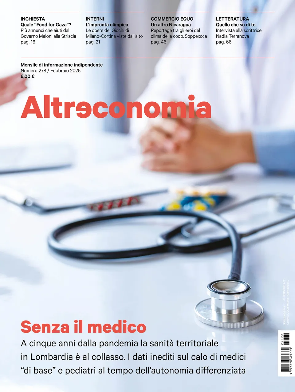 Altreconomia 278 Senza il medico rivista copia singola sanità