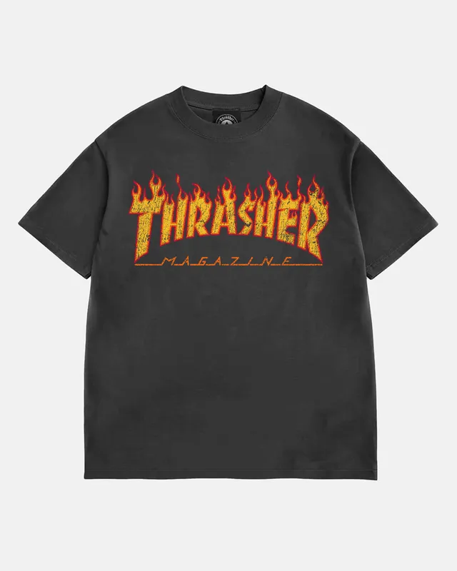 Thrasher Flame Vintage t-shirt nera uomo cotone