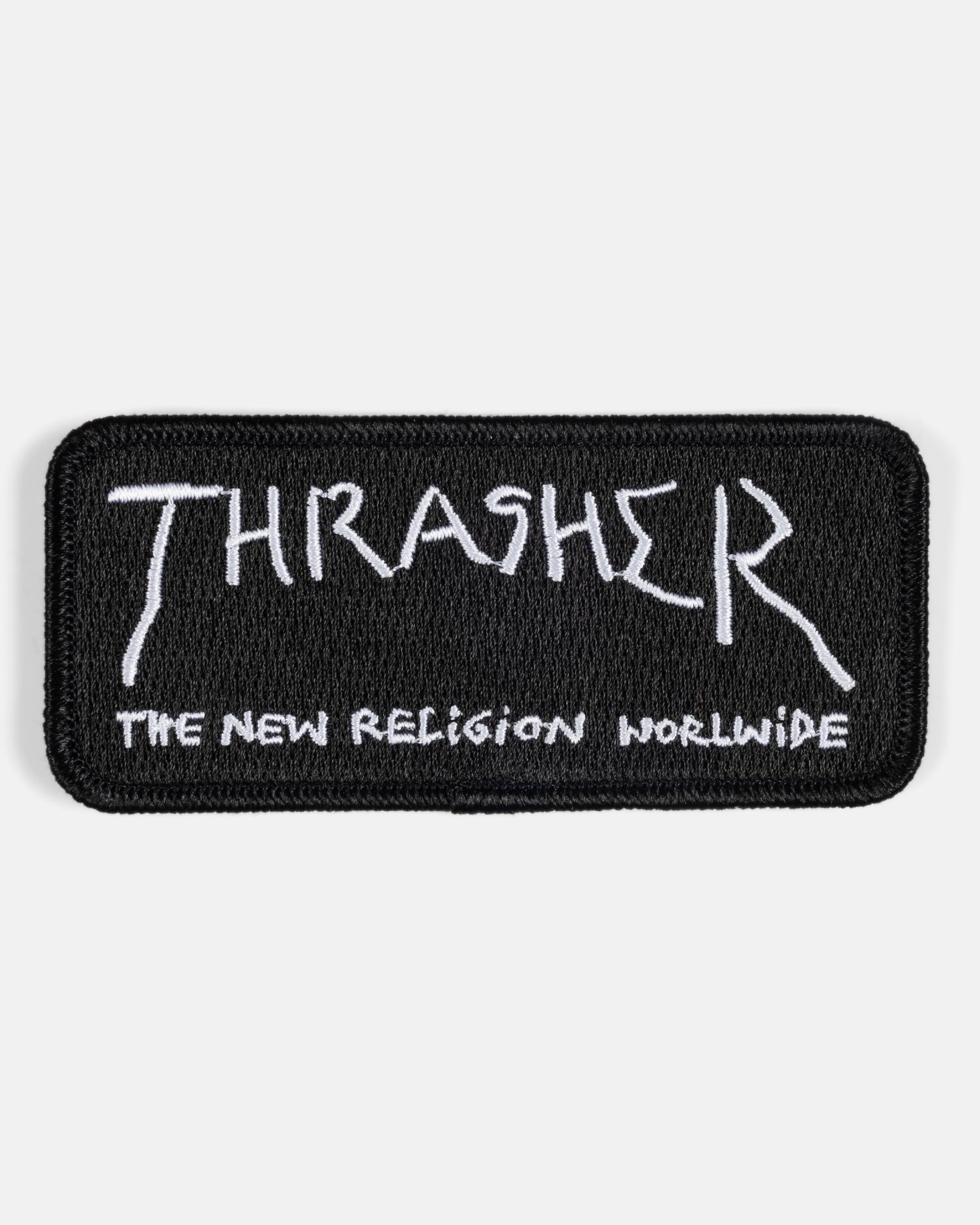 Thrasher New Religion patch ricamata termoadesiva