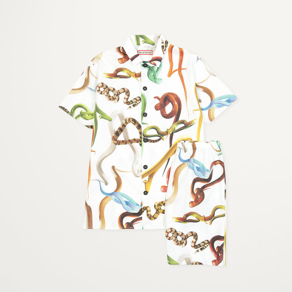 TOILETPAPER Snakes pigiama corto raso cotone bianco