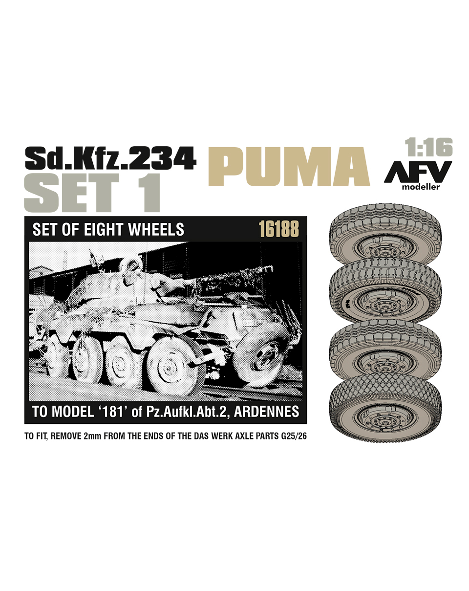 AFV Modeller 16188 Sd.Kfz. 234 Puma set ruote 1:16 8 ruote