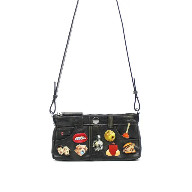 TOILETPAPER x Medea Pocket bag borsa pelle nera 21x13 cm