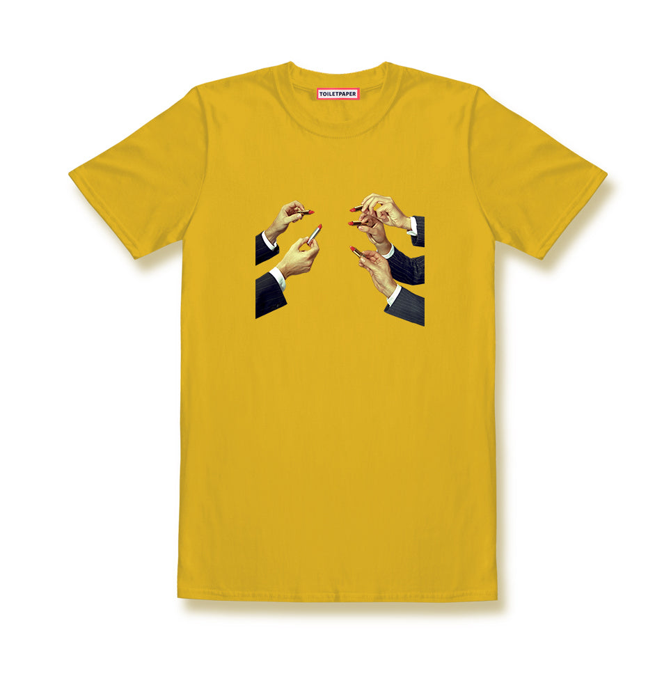TOILETPAPER Lipstick t-shirt cotone bianca rossetti