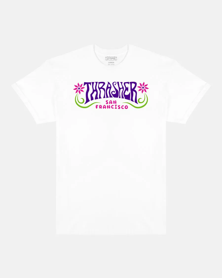 Thrasher Flower Power t-shirt bianca stampa floreale