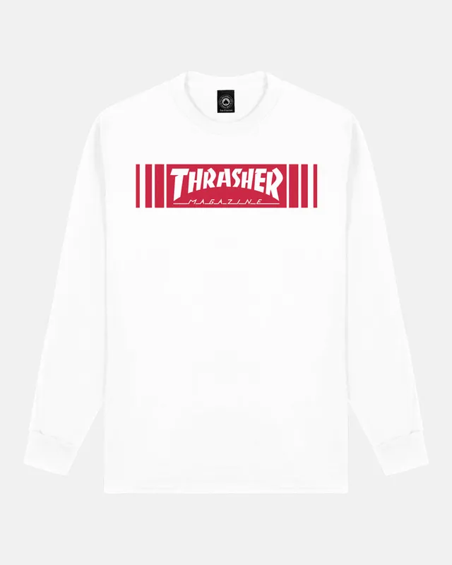Thrasher Bar Long Sleeve maglia manica lunga bianca