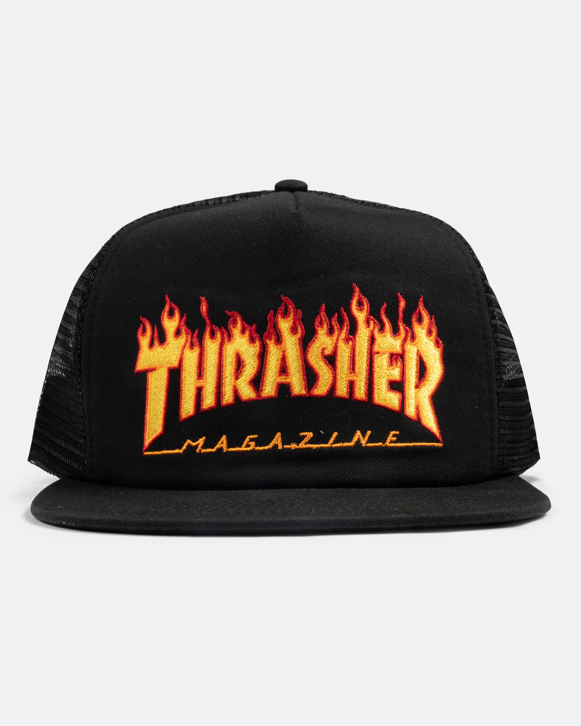 Thrasher Flame Trucker cappellino nero in cotone poliestere