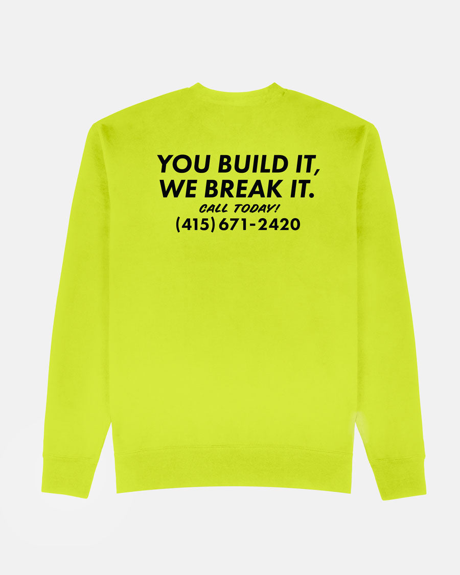 Thrasher Destruction Crewneck felpa verde safety green