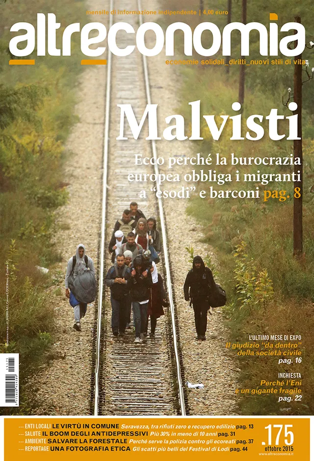 Altreconomia 175 Malvisti rivista ottobre migranti Eni