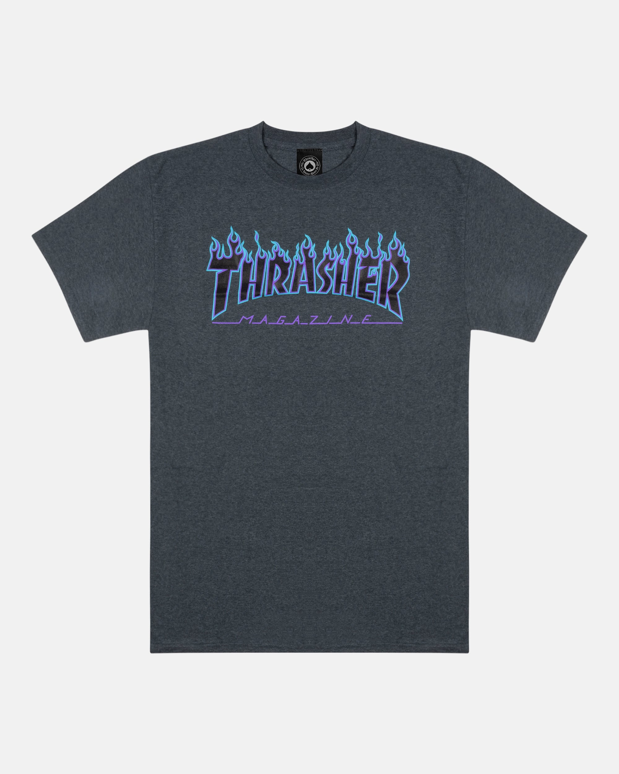 Thrasher Flame T-Shirt Maglietta Grigio Scuro Cotone