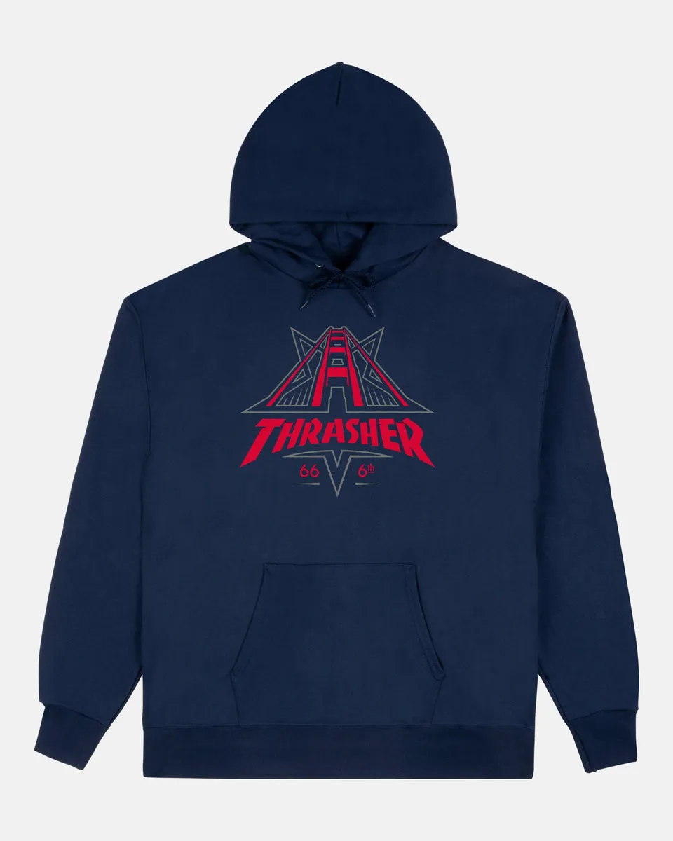 Thrasher Golden Gate felpa navy cotone