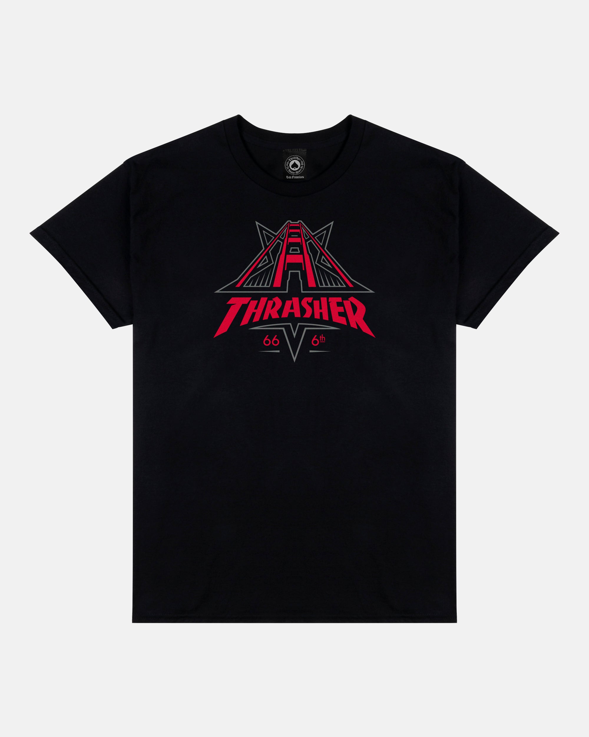 Thrasher Golden Gate T-Shirt Nera Maglietta Cotone