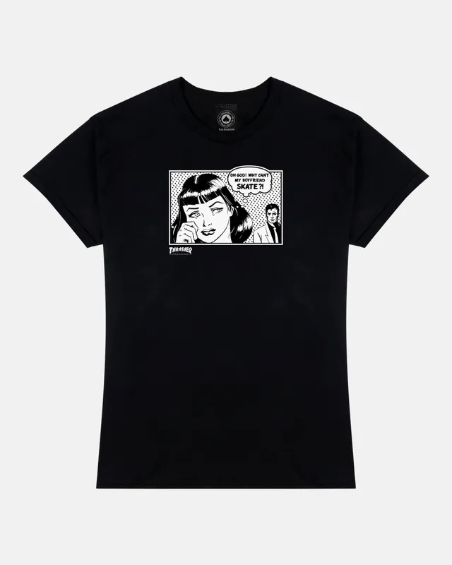 Thrasher Boyfriend t-shirt donna nera cotone 1989