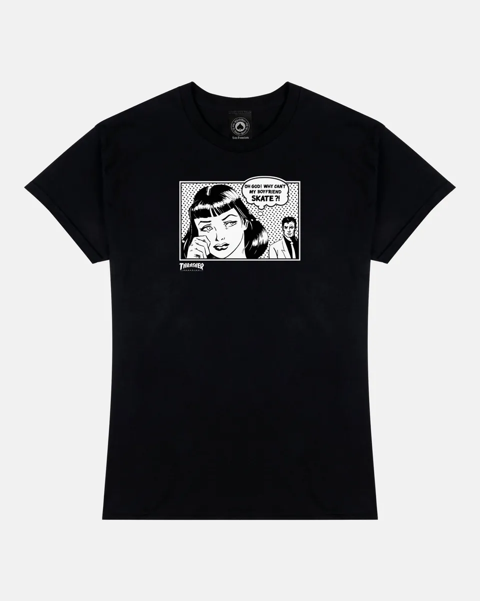 Thrasher Boyfriend t-shirt donna nera cotone 1989