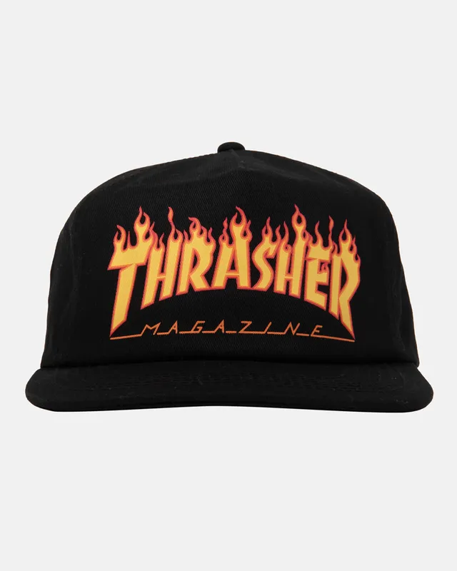 Thrasher Printed Flame Snapback cappellino nero in cotone