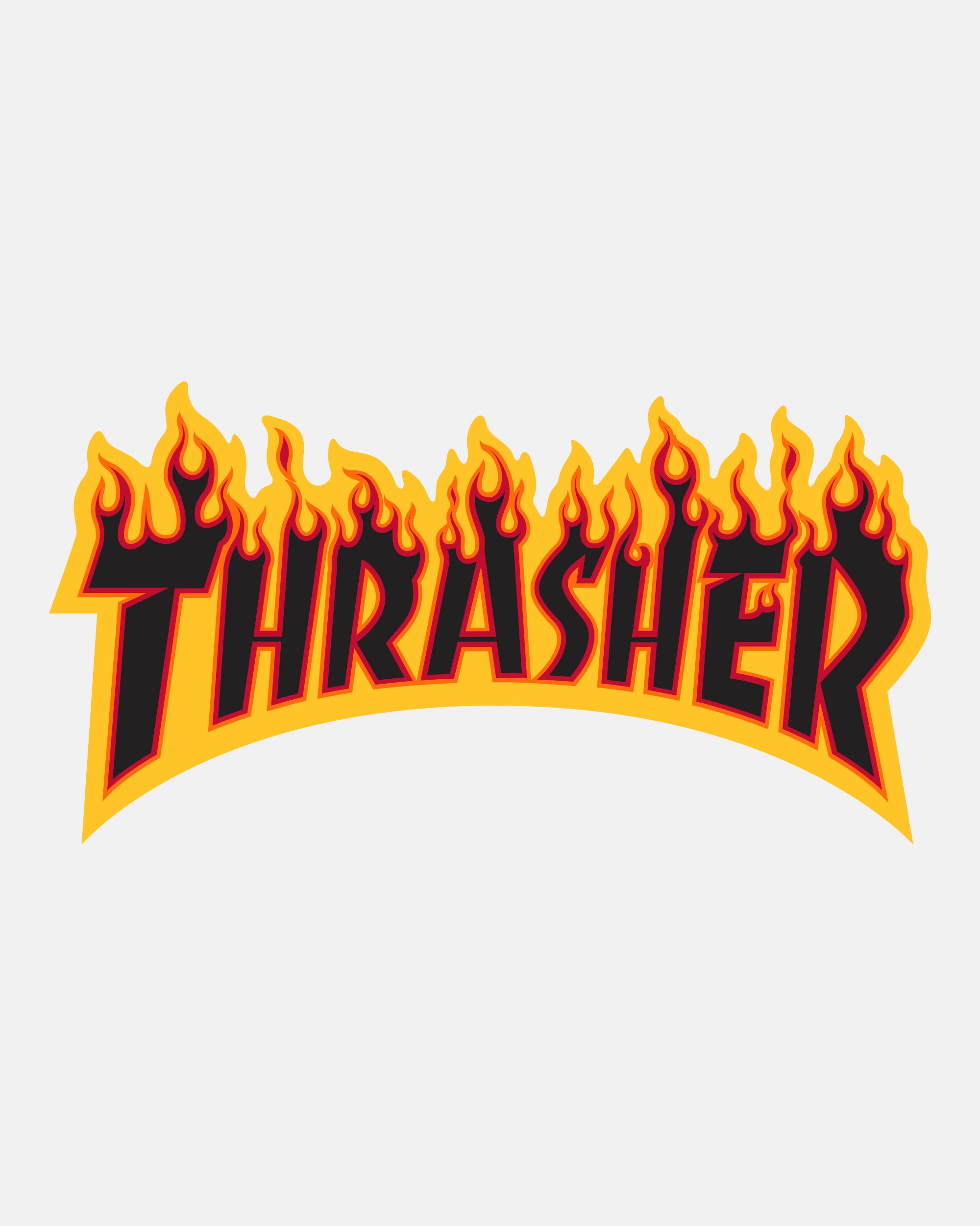 Thrasher Flame Sticker adesivo nero 15 cm