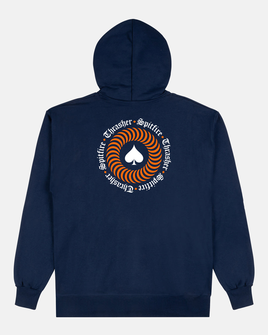 Thrasher Spitfire The End Oath hoodie felpa navy