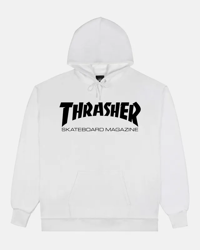 Thrasher Skate Mag felpa con cappuccio bianco nero cotone