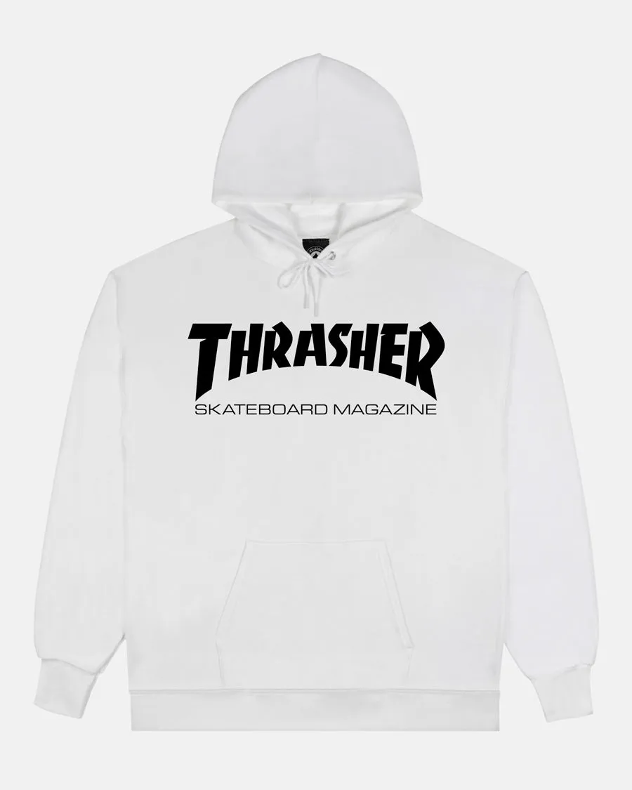 Thrasher Skate Mag felpa con cappuccio bianco nero cotone