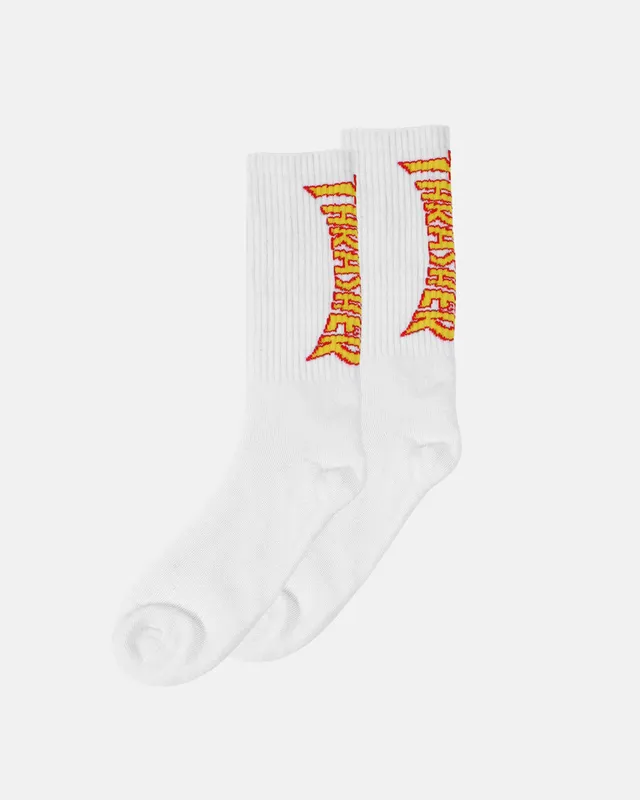 Thrasher Flame calzini bianchi taglia unica