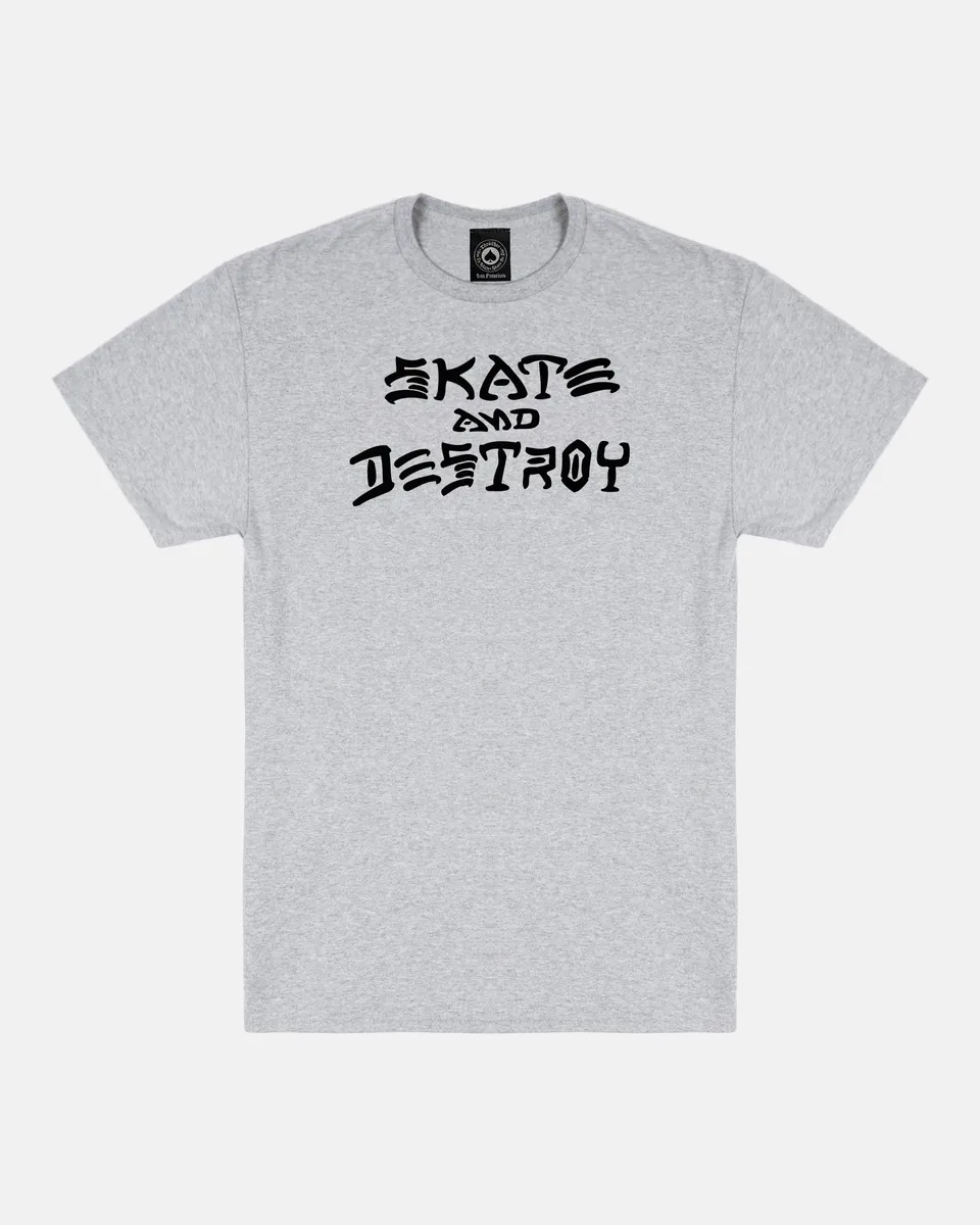 Thrasher Skate and Destroy t-shirt grigia cotone