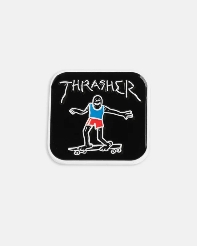 Thrasher Gonz spilla smaltata nera 2,5 cm
