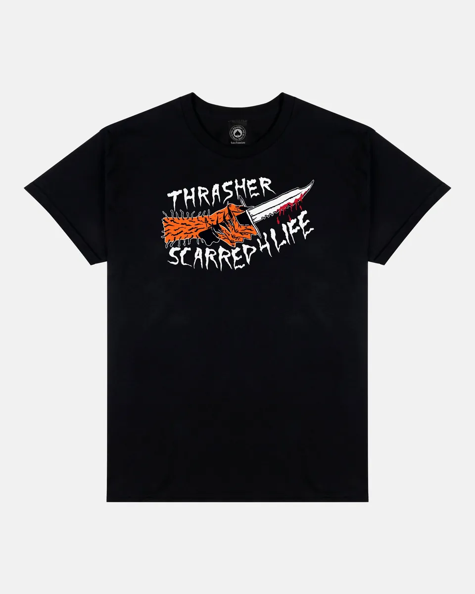 Thrasher Scarred t-shirt nera grafica Neckface