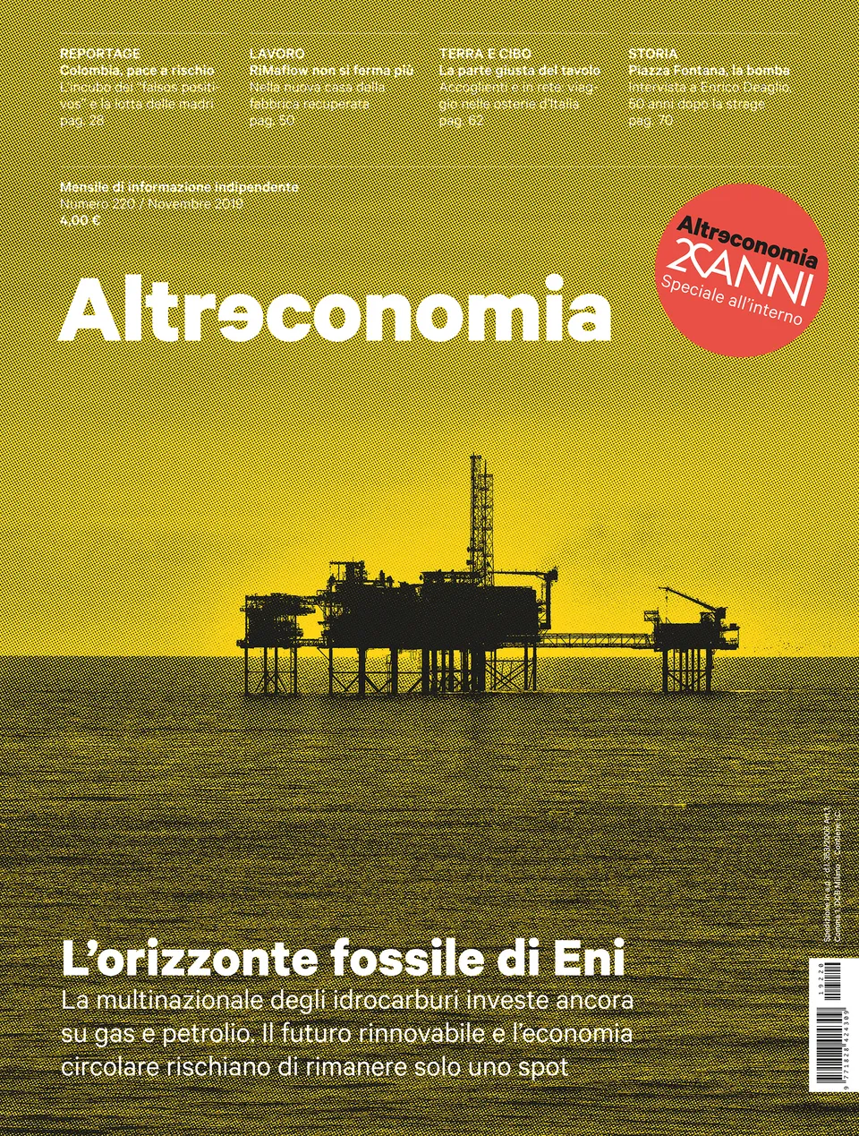 Altreconomia 220 L’orizzonte fossile di Eni rivista singola