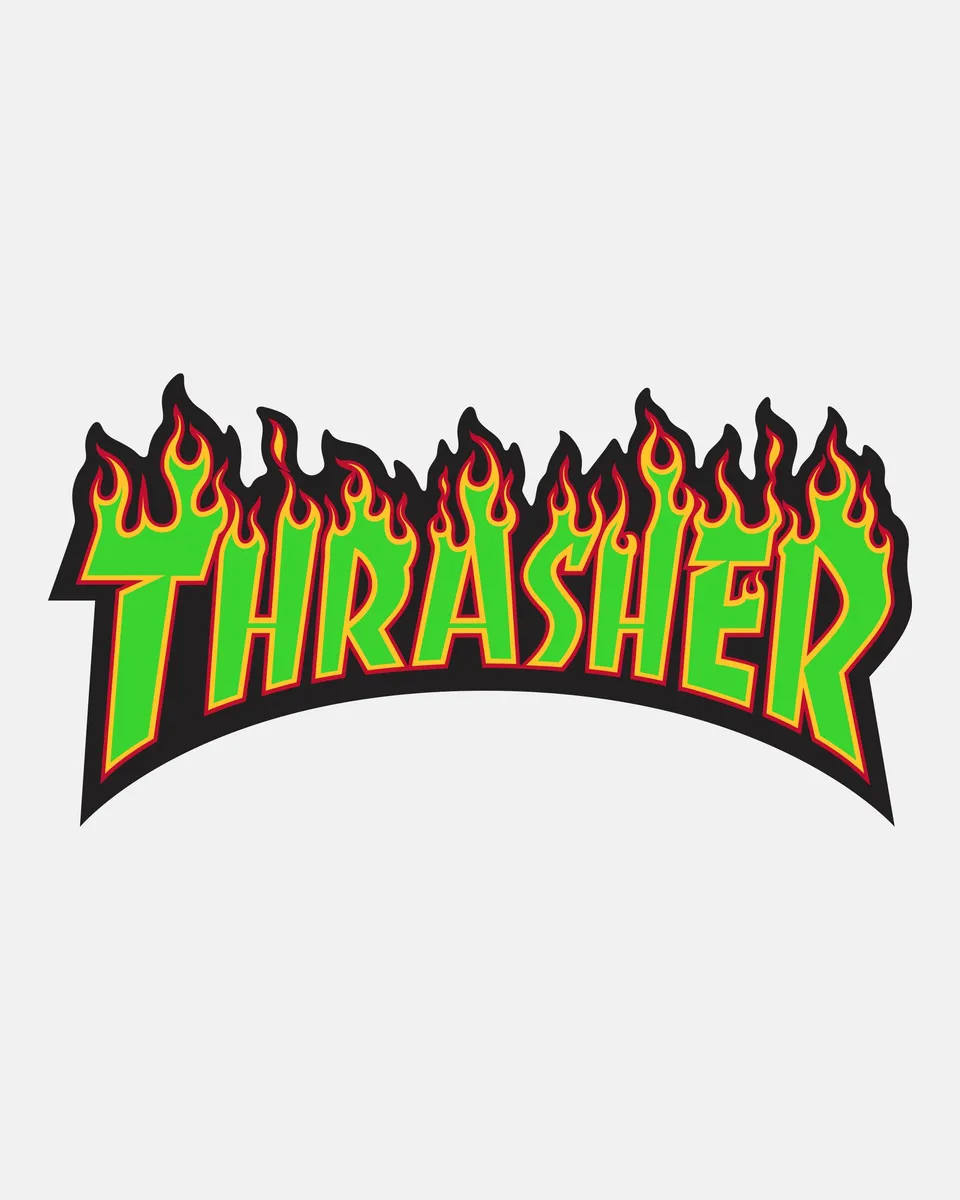 Thrasher Flame adesivo verde sticker