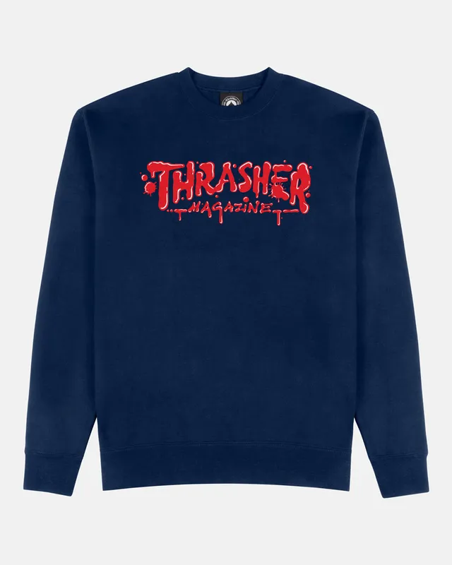Thrasher Wet Paint Crewneck felpa girocollo navy cotone
