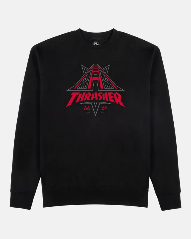 Thrasher Golden Gate felpa girocollo nera misto cotone