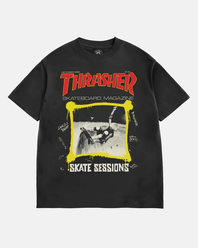 Thrasher December 1983 t-shirt nera vintage box fit