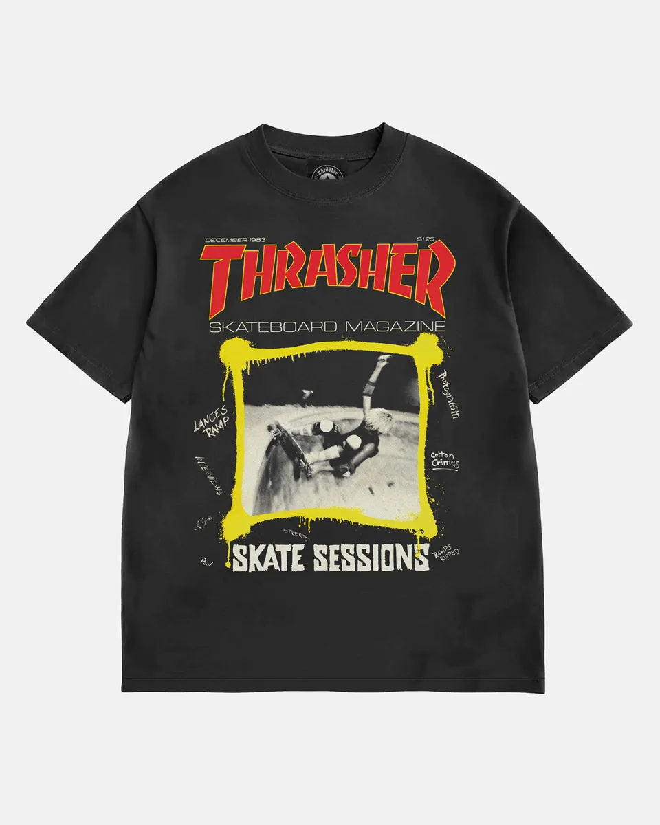 Thrasher December 1983 t-shirt nera vintage box fit
