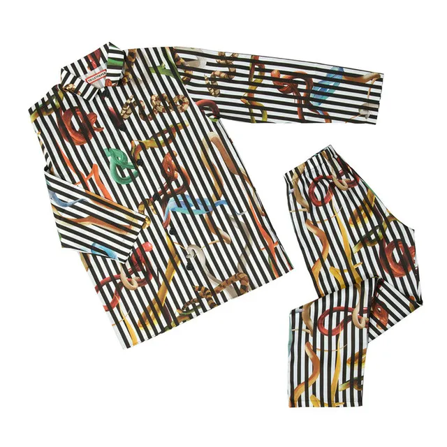 TOILETPAPER Snakes pigiama satin cotone fondo nero